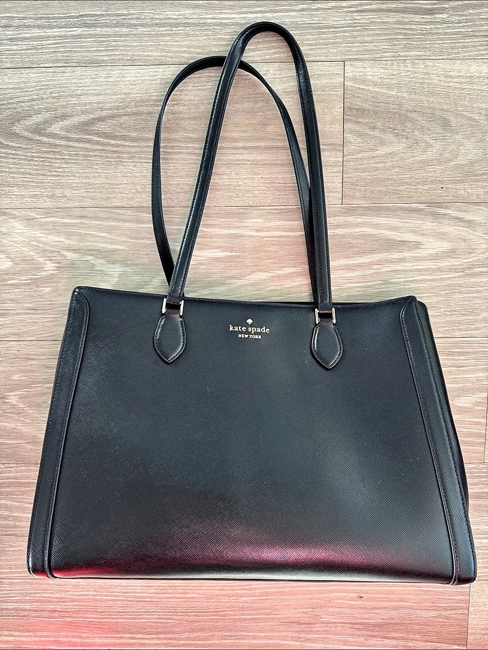 Kate Spade Saffiano Leather Structured Tote Bag Black Tote Bag